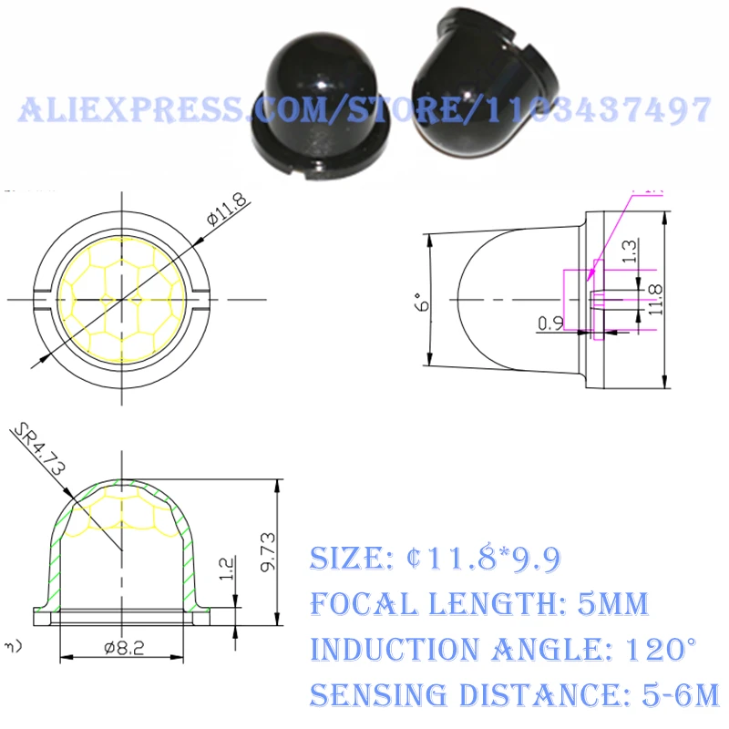 10PCS Infrared Sensor 8308-4 mini White Fresnel Lens body pyroelectric PIR