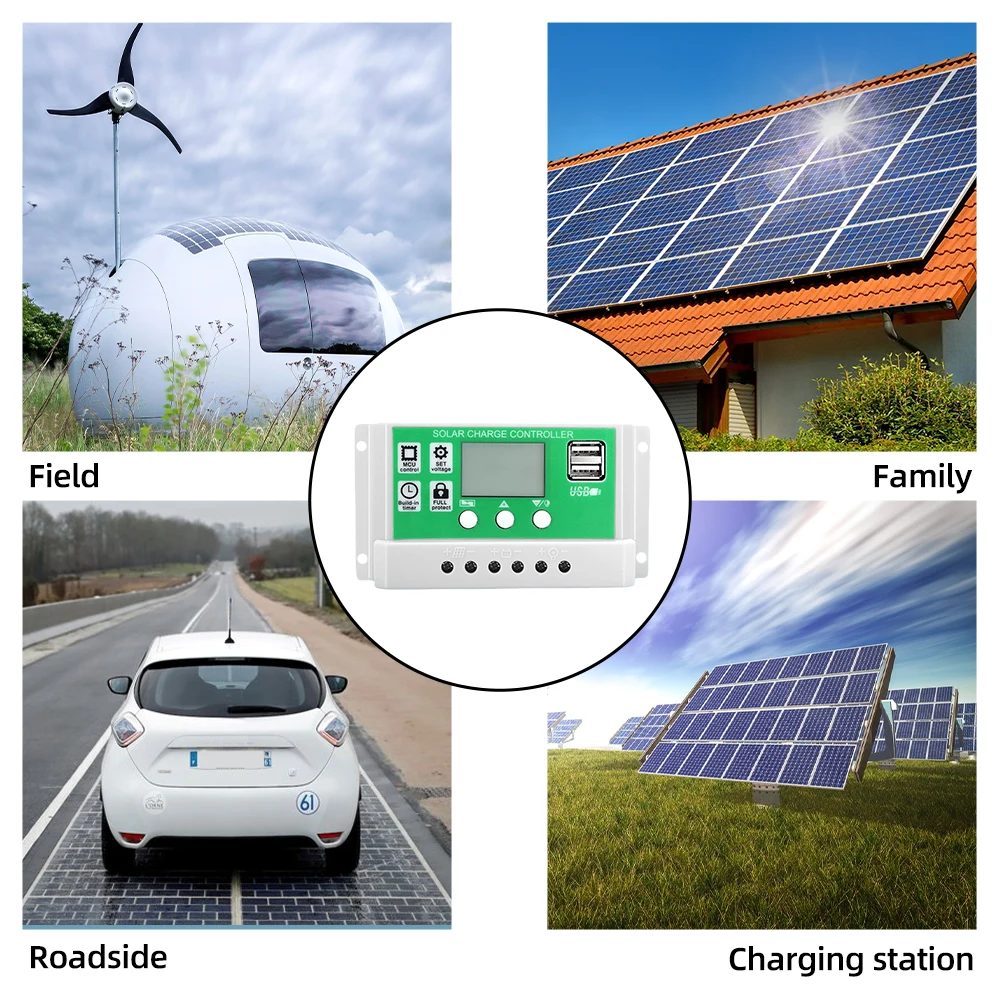 20 Watt 12 Volt Solar Panel Kit Monocrystalline Solar Panel + 60A PWM Charge Controller Battery Clips 22% High-Efficiency