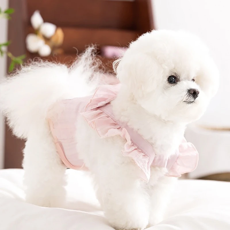 الصيف الحيوانات الأليفة تنفس فسيولوجيا السراويل الإناث الكلاب جميع شاملة الضرر الملابس تيدي سترات بلون #5