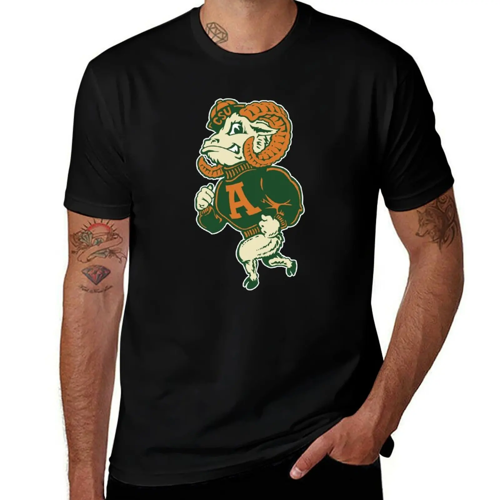 Vintage Colorado State University Aggies Logo Design T-Shirt Big Size Crew Neck T-Shirt