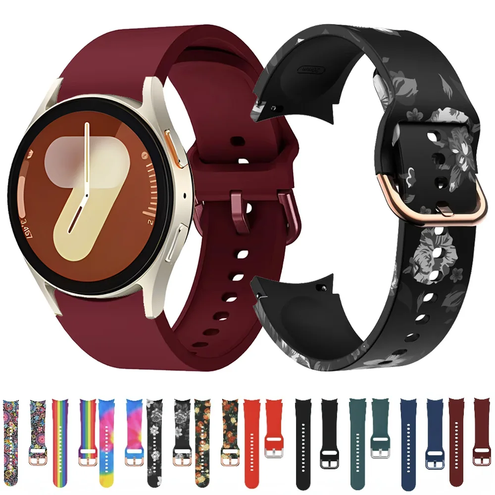 Silikonarmband für Samsung Galaxy Watch 4/5/6/7 44 mm 40 mm/6 Classic 47 mm 43 mm/5 Pro 45 mm, verstellbares Armband für Galaxy Watch 7 Gürtel
