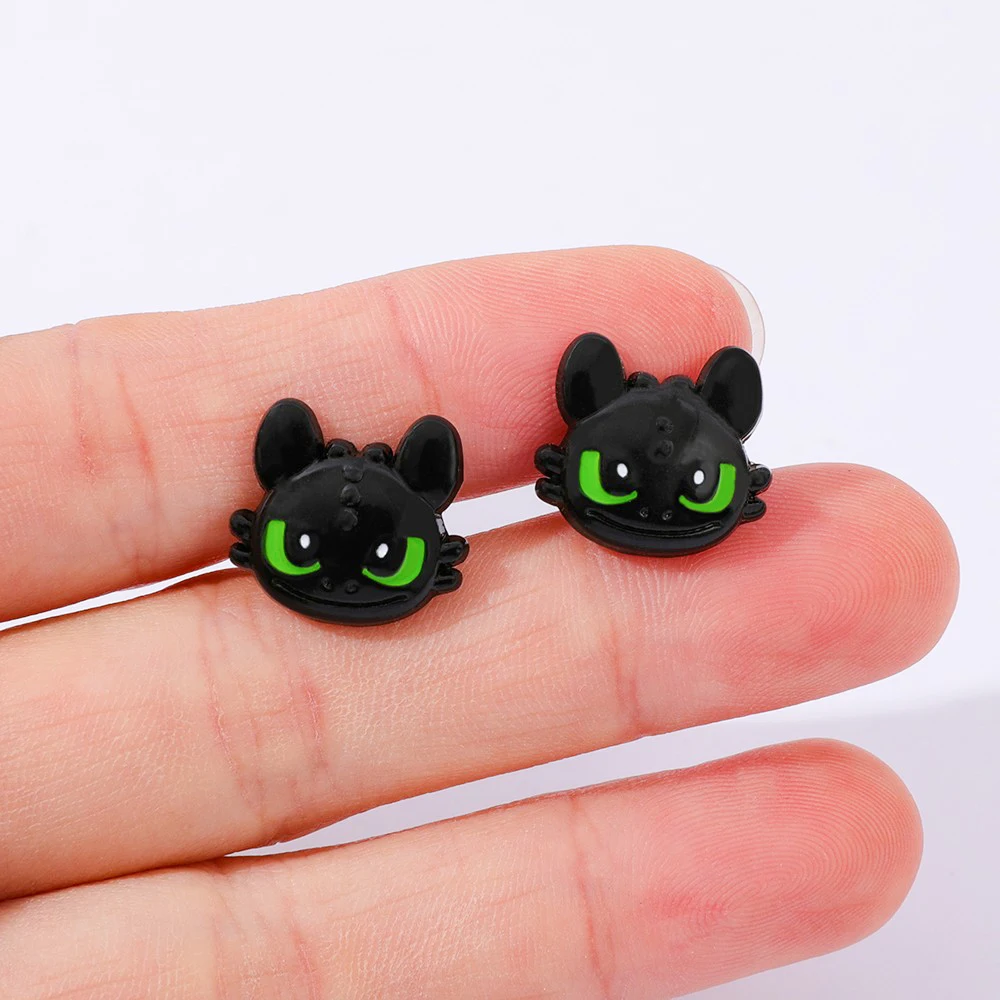 Cartoon Ohnezahn Metall-Emaille Ohrstecker Anime Niedliche Charakter-Ohrringe Schmuck Geschenk für Mädchen Urlaubs-Accessoire – Detail 1