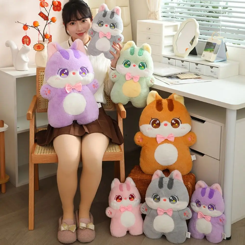 

Kawaii Animal Pet Cat Plush Toy Big Eyes Fluffy Kitten Stuffed Doll Anime with Bowtie Cartoon Simulation Cat Doll Birthday Gift