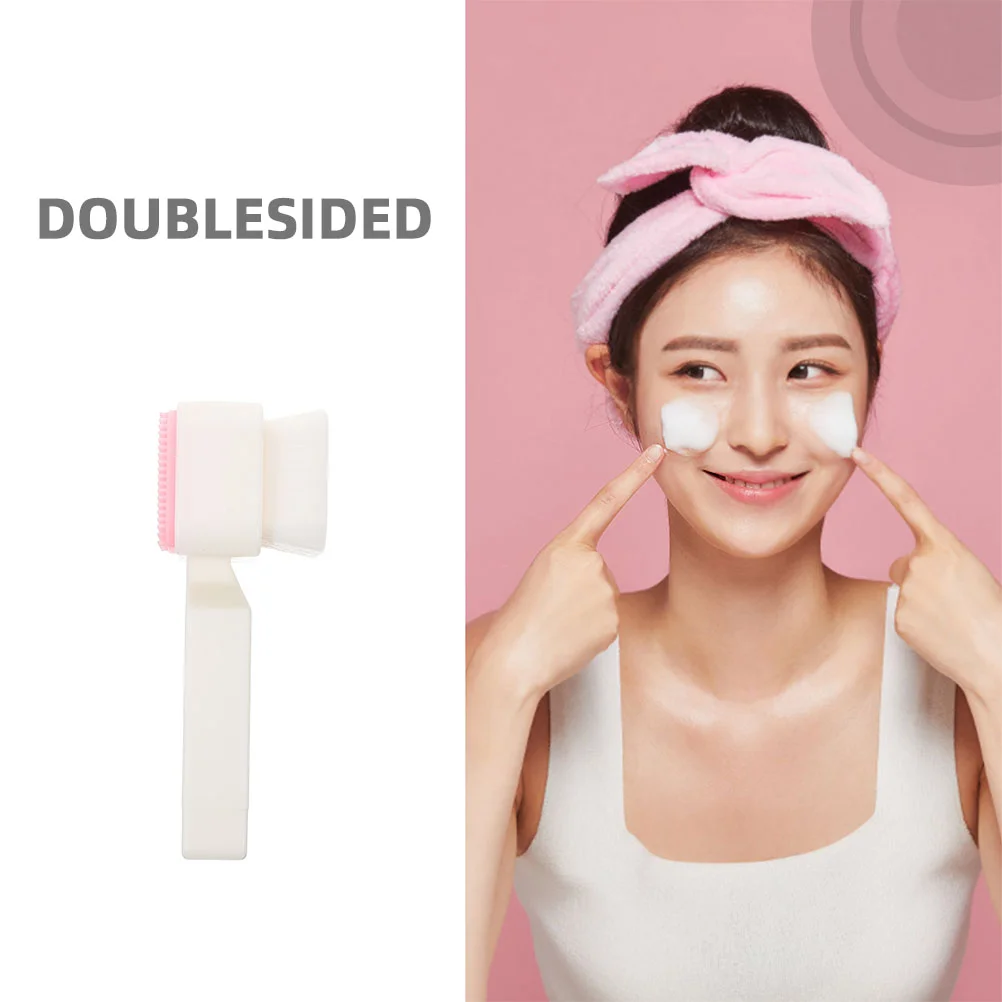 2 Pcs Soft Bristle Facial Cleansing Brush Silicone Cleaning Tools Double Sided Washing Scrubber for Face Massage Cleanser