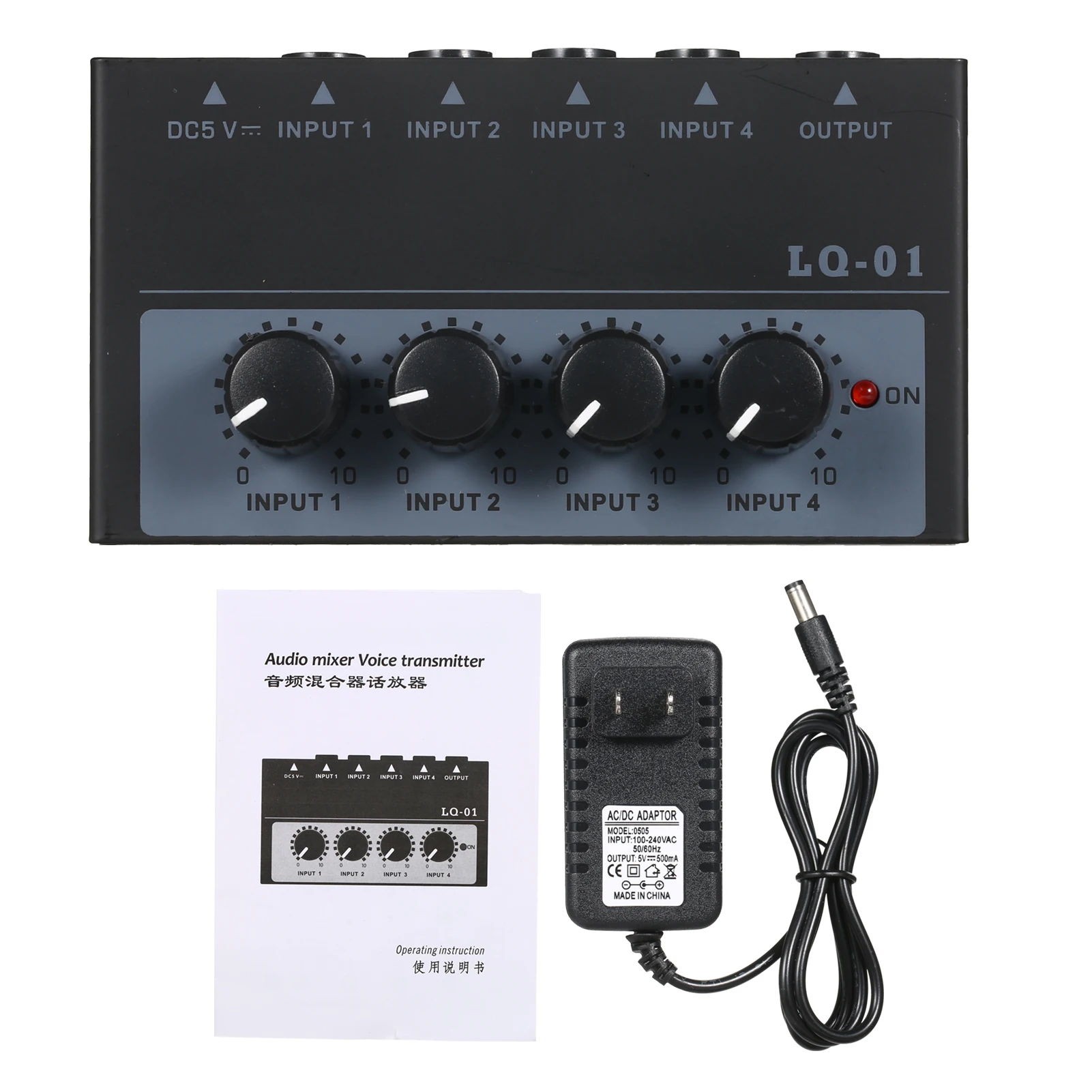 

Ultra Low Noise 4 Channel Mixer 4 Input 1 Output DC 5V Portable Audio Mixer Microphone Guitar Bass Keyboard Mixers for Studio