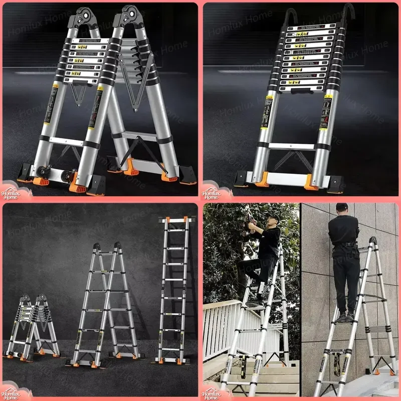 Multi-purpose Industrial Herringbone Step Ladder Stable Telescopic Aluminum Folding Ladder Heavy Duty Engineering Lifting