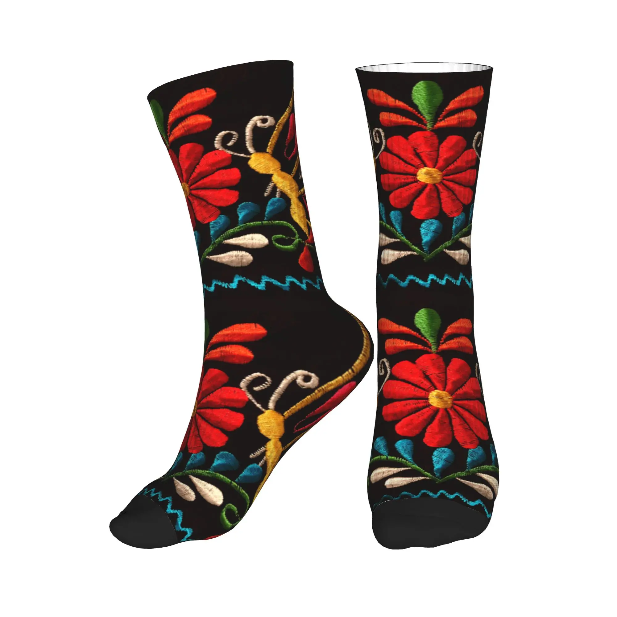 Calcetines unisex con estampado 3D de flores y mariposas mexicanas para hombre y mujer, calcetines de vestir con estampado 3D Kawaii