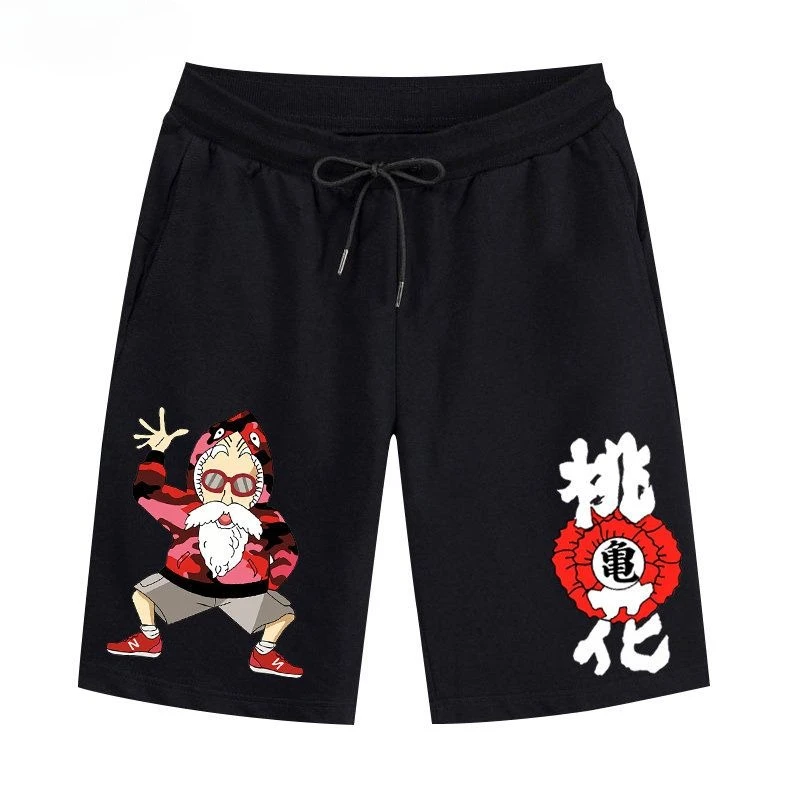 

Новые мужские периферийные шорты Dragon Ball персикового цвета с бессмертной анимацией, мужские и женские брюки с пятью точками, повседневные пляжные брюки