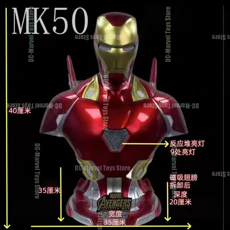 De Avengers Iron Man Mk50 Action Figure Gloeiende buste Lichtgevende versie Harsbeeldje Trendy speelgoedfiguren Aangepaste speelgoedgeschenken