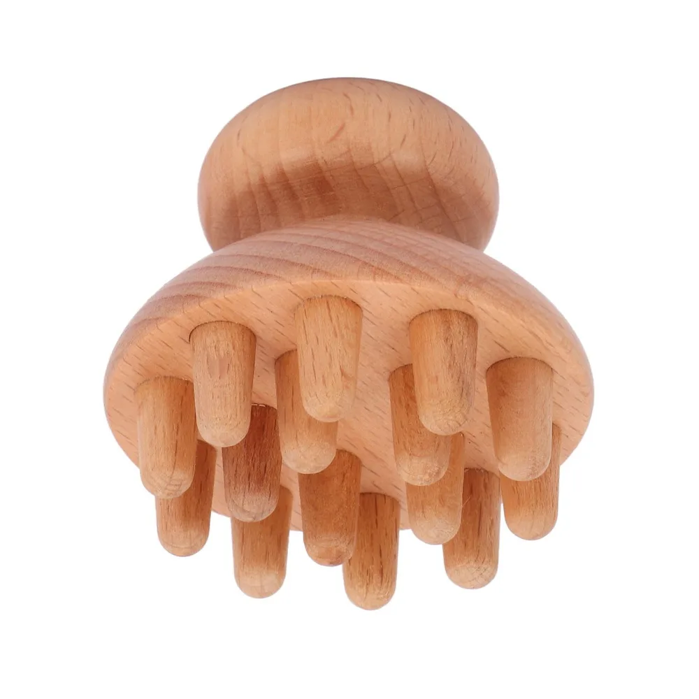 Wooden Material Wood Mushroom Massager Ergonomic Handle Mushroom Shape Manual Massage Tool Handheld Wood Color Wood Massage Tool