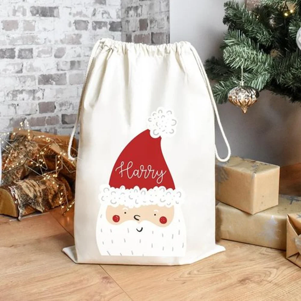 100pcs/Lot Wholesale Custom Logo Printed Cotton Canvas Drawstring Bag Shoe Chrismas Gifts Packaging Dust Pouch for Boutique