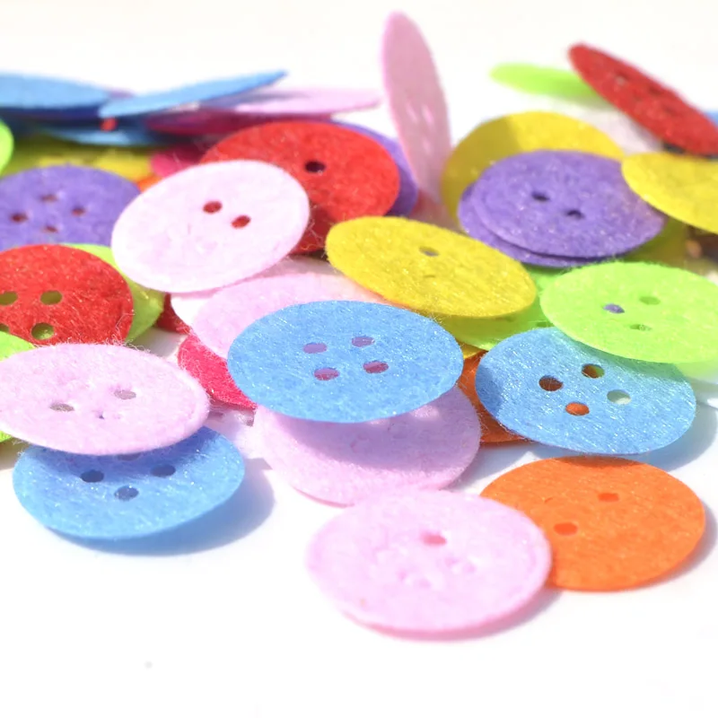 100Pcs 18mm Mixed Round Button Nonwoven Fabric Patches Felt Scrapbooking Accessories Applique for Craft/Clothing