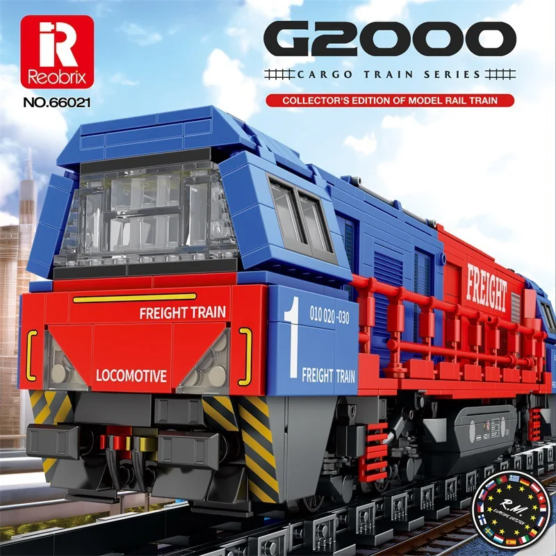 Reobrix 66021 G2000 European Freight Train Model Railway Rail Transit Series Toys Building Blocks Model Kids Christmas Gift Set