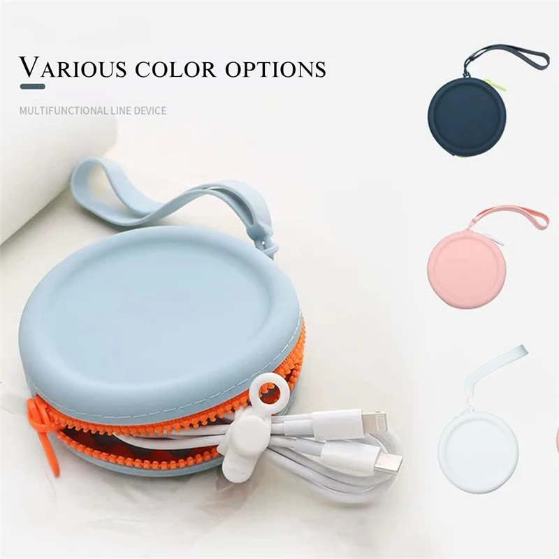 Cute Round Silicone Coin Purse Mini Wallet Coin Bag Solid Color Women Girls Key Bag Mini Headset Bag Purse Pouch Kid Gift