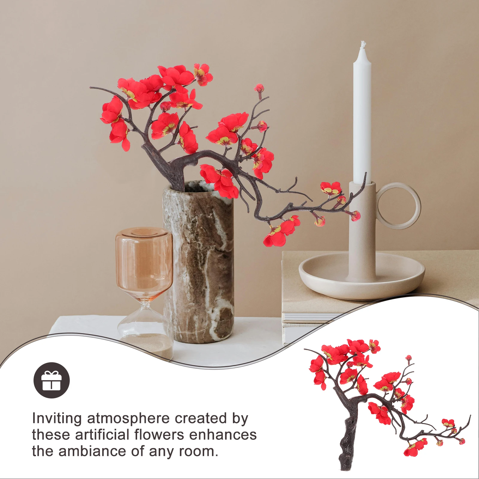 

2Pcs Blossom Artificial Flower Bouquet Lifelike Decor Vase Fake Flowers Home Wedding Celebration Garden Supplies