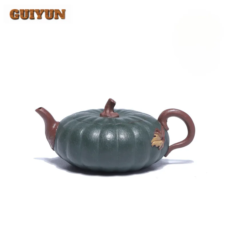 

100ml Yixing Purple Clay Teapots Handmade Flat Pumpkin Pot Raw Ore Section Mud Powder Syrup Tea Brewing Kettle Filter Zisha Tea