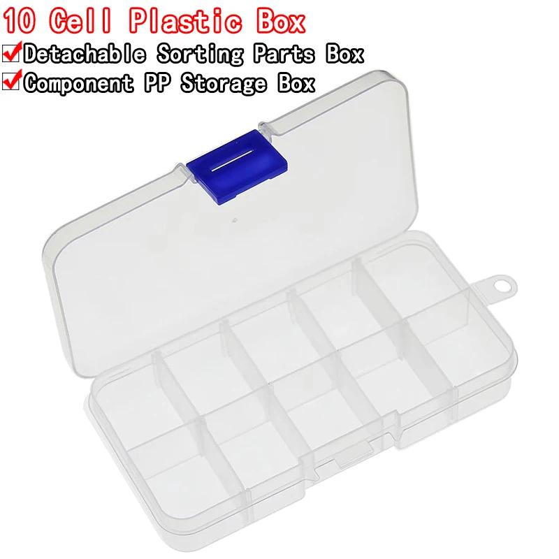 10 Grid canbe remove transparent plastic small box kit storage box jewelry jewelry box electronic components parts finishing box