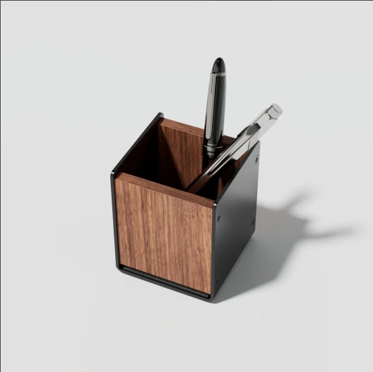 HPERGO Large Capacity Walnut Wood Holder Desktop Pen Container Pencil Pen Holder Stationery Storage Box for Home Office