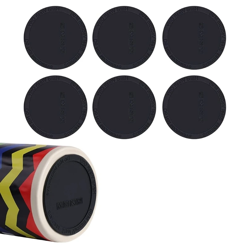 6 PCS Antislip Cup Mat Sublimation Skinny Tumbler Silicone Black Non-slip Mat Silicone Rubber Bottom for Tumblers