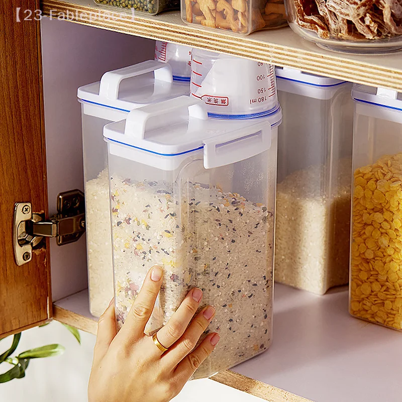 1 Pcs Food Storage Tank With Measuring Cup Kitchen Moisture-proof Insect Proof And Dustproof Sealed Tank For Storing Rice