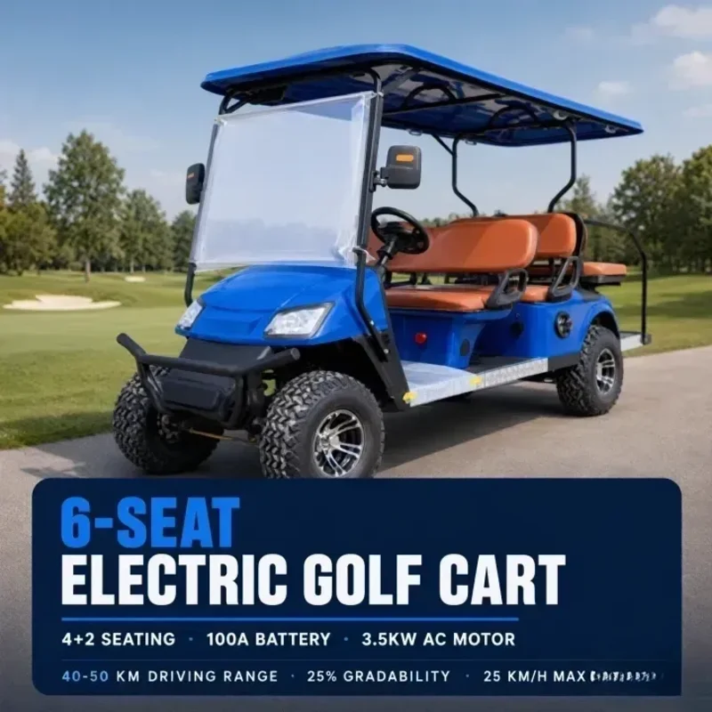 Golf Cart Aluminum Frame 4 Wheel Electric Vehicle 2 Seater Windshield For Camp Park Residential Utility Buggy