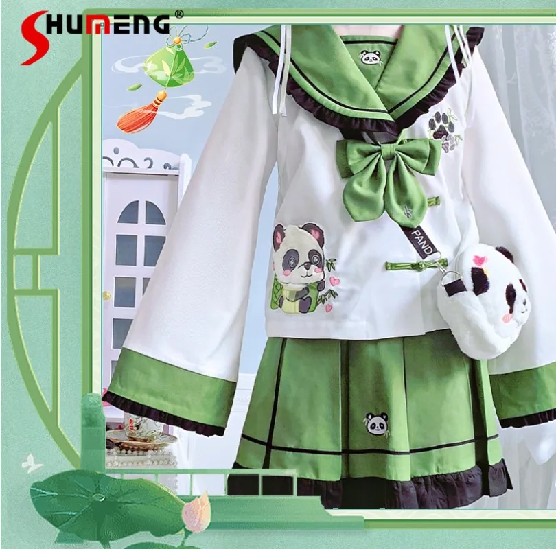 New Japanese Style JK Sailor Collar Top Clothes Suit Cartoon Theme Cute National Style Long Short Sleeves Blouse Skirt Outfits