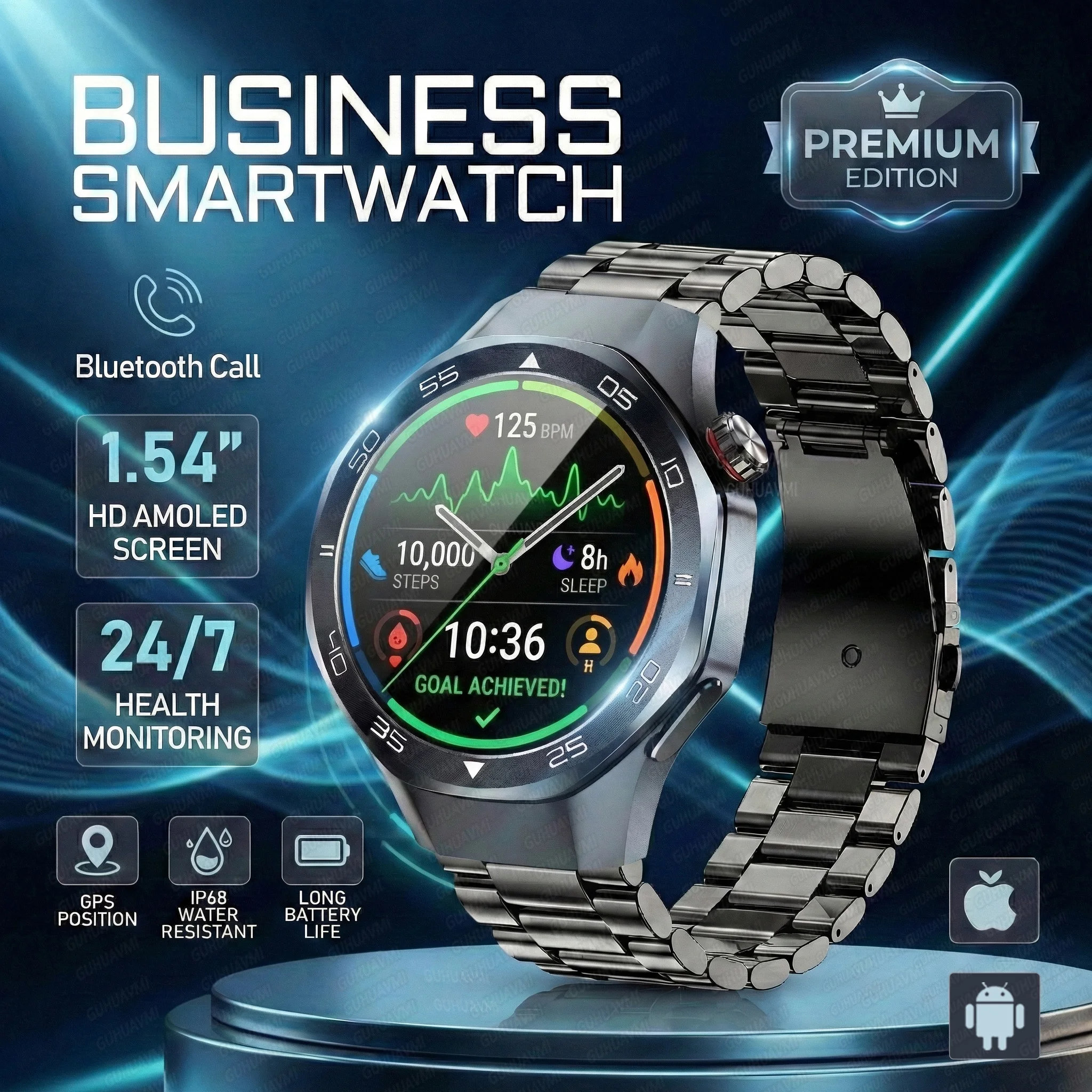 

Новые смарт-часы для активного отдыха 2026 года: GPS, компас, водонепроницаемость 3ATM, HD AMOLED-экран 1,53 дюйма, Bluetooth-звонки, для мужчин