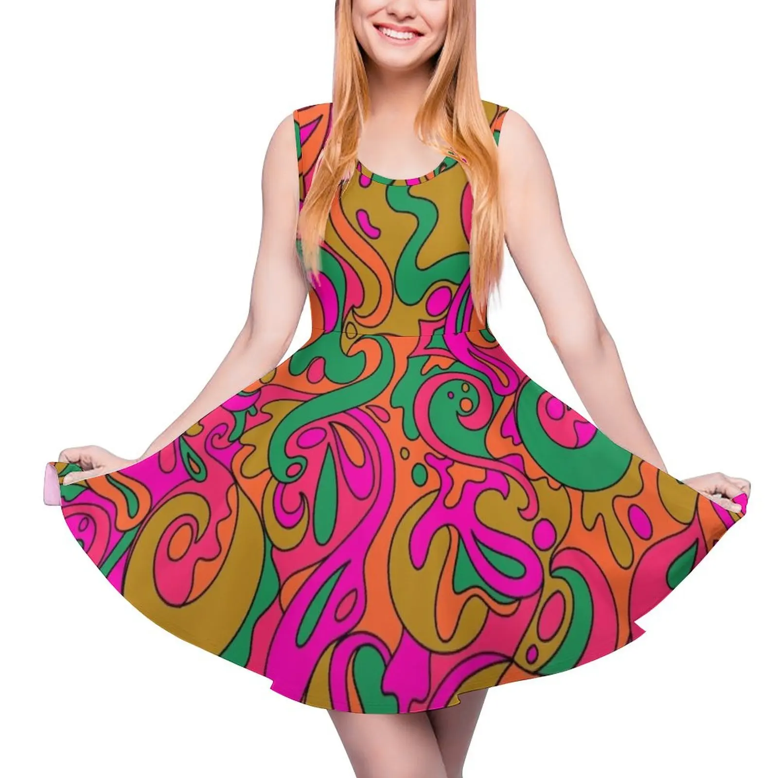 

Groovy Swirls Sleeveless Dress dress party night loose women"s dress evening dresses women