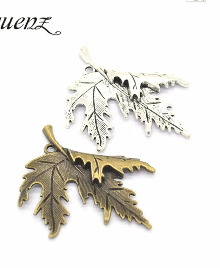 15 قطعة 55*44 مللي متر العتيقة الفضة اللون العتيقة برونزية مابل ليف قلادة قلادة مابل ليف مابل ليف سحر F0661 #6