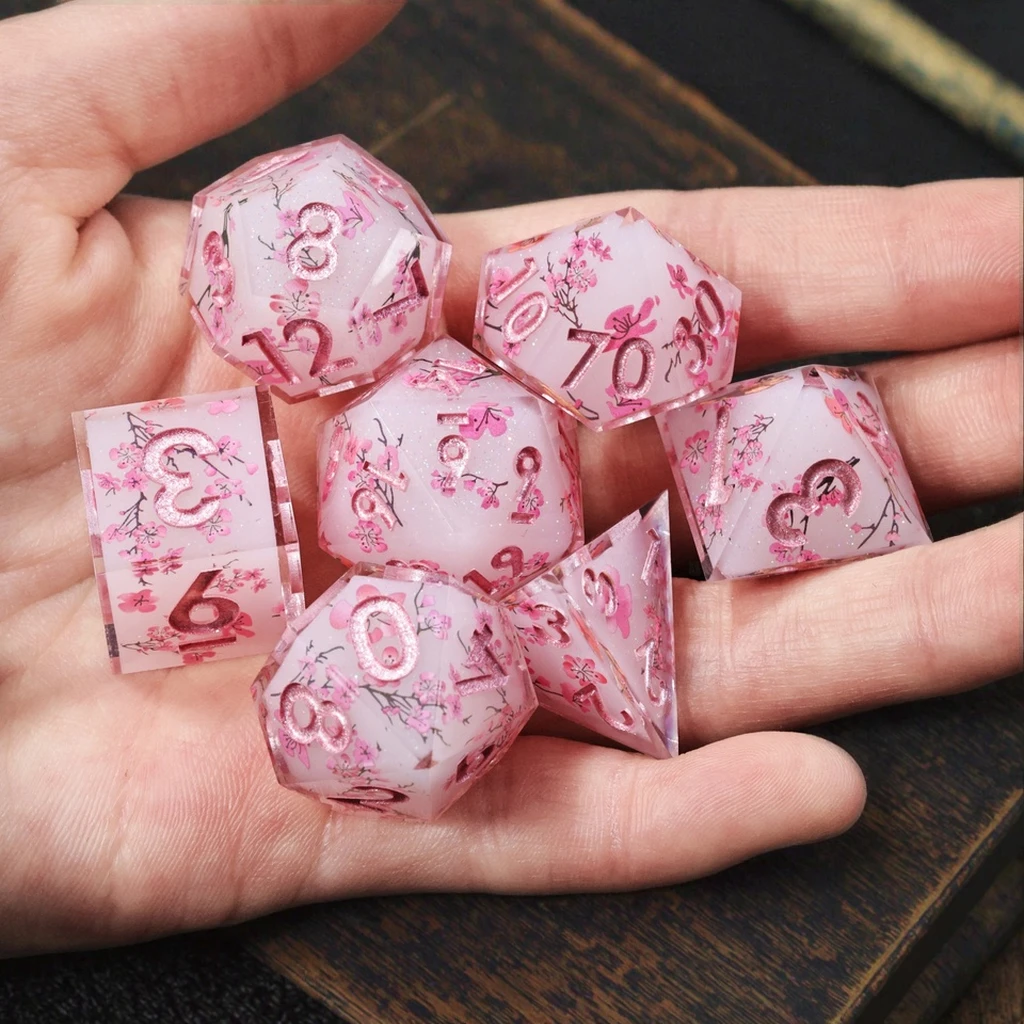 

MINI PLANET New Design Layered Stickers Dice DND Dice Set Polyhedral Resin Dice Box Sets D&D For RPG Board Games 7pcs/set Custom