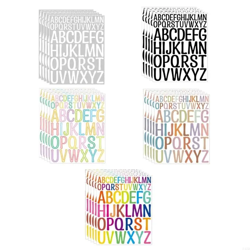 

F42D 5 Sheets Letter Sticker Colourful Alphabets Sticker Journal Sticker for Laptop
