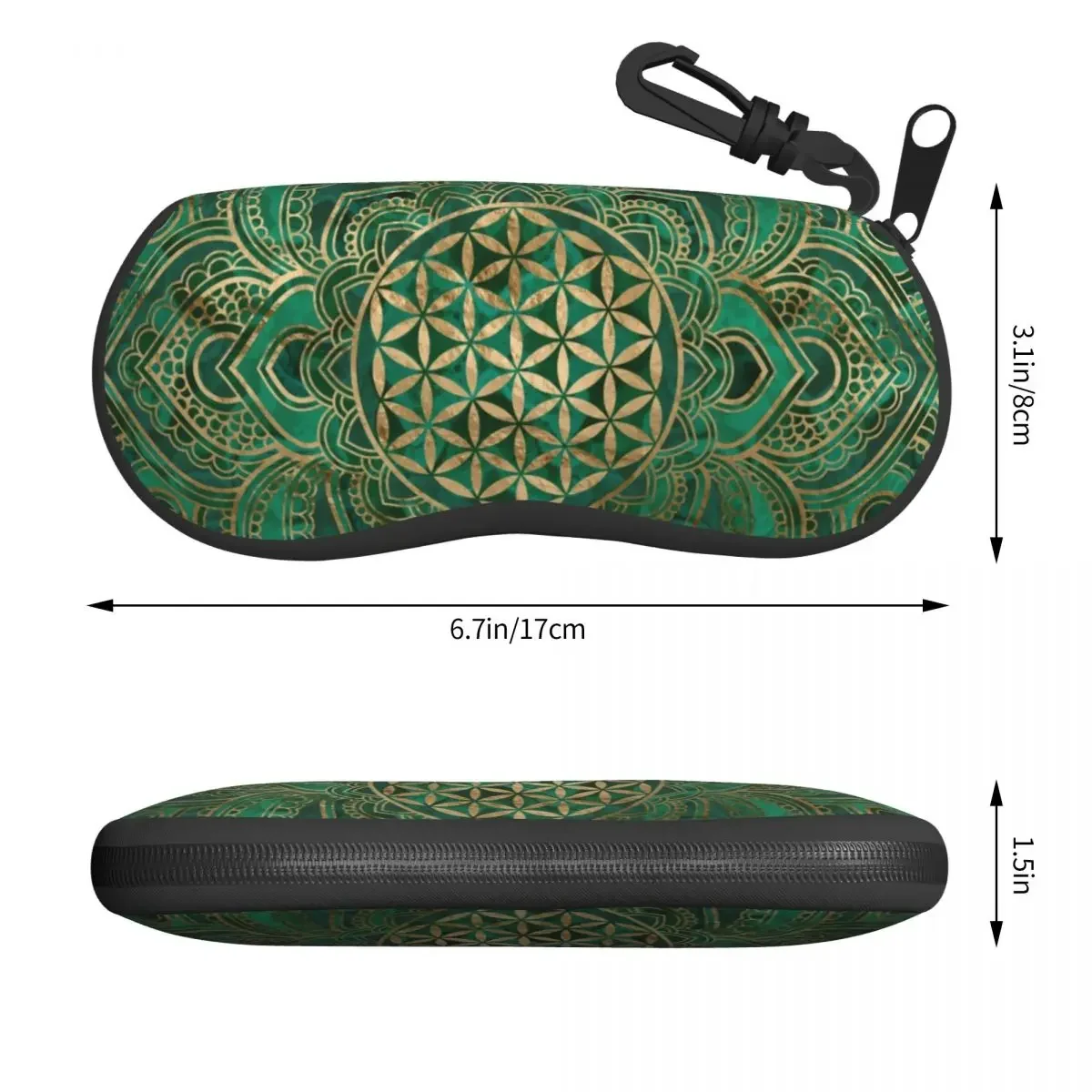 Custom Flower Of Life In Lotus Sacred Geometry Shell Eyeglasses Protector Cases Sunglass Case Mandala Spiritual Meditation