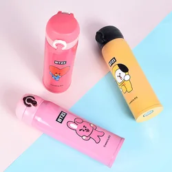 500Ml Water Cup Anime Cartoon Bt21 Thermos Cup Student Cute Stainless Steel Cup Tumbler Car Thermos Cup Gift for Friends