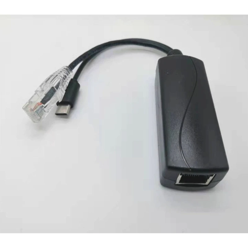 Durable PoE Splitter 1000M Power Over Ethernets Splitter Adapter for Security Camera Type-C/DCPlug/Micro USB Splitter