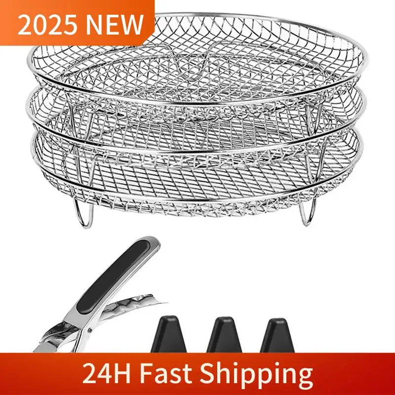 Air Fryer Rack Steamer Roasting Rack Stackable Dehydrator Racks Air Fryer Tray For Most Air Fryer Spare Parts Accessories