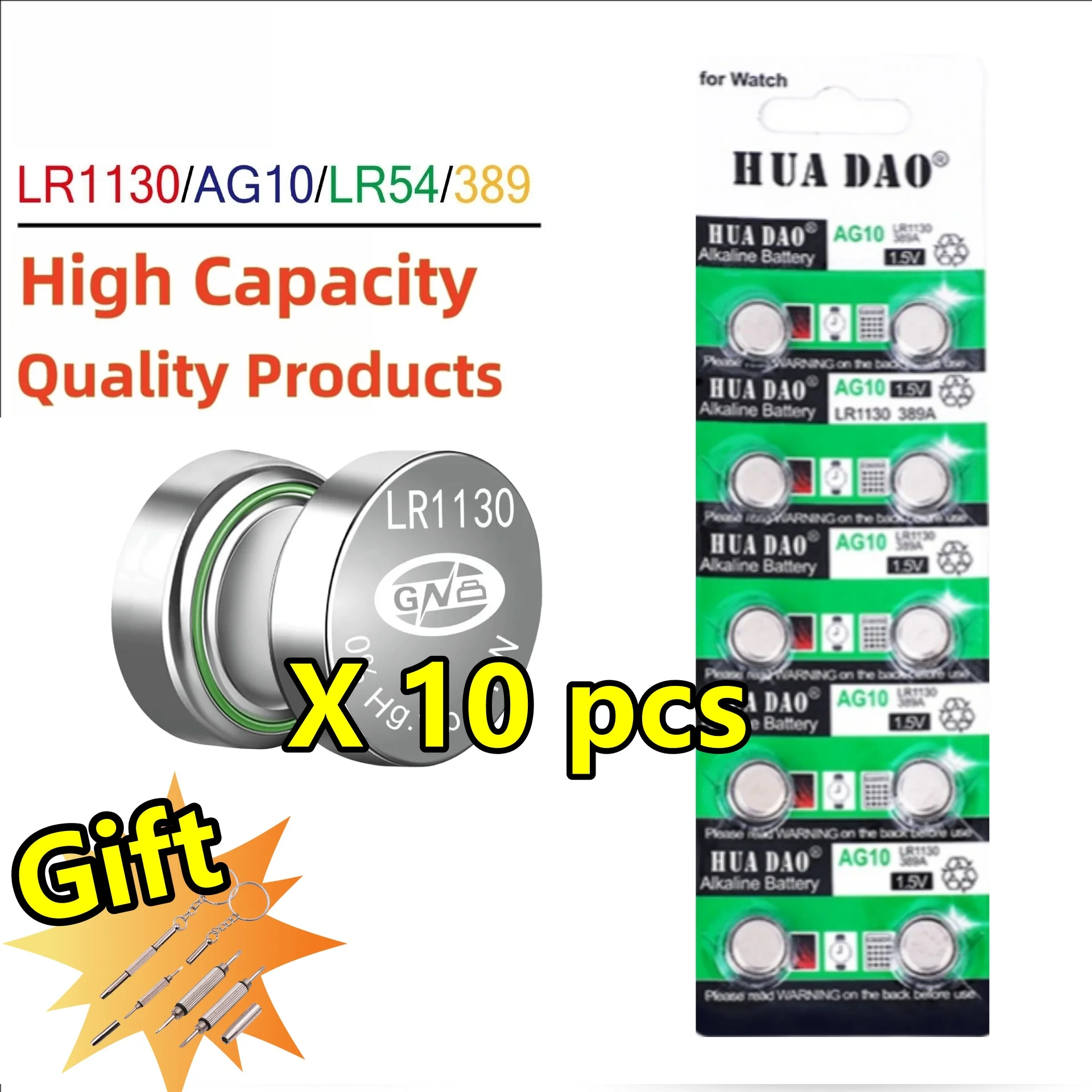 

10pcs AG10 1.55v LR1130 Button Batteries 389A 198 LR54 189 LR54 Cell Coin Alkaline Battery SR54 389 189 For Watch Computers