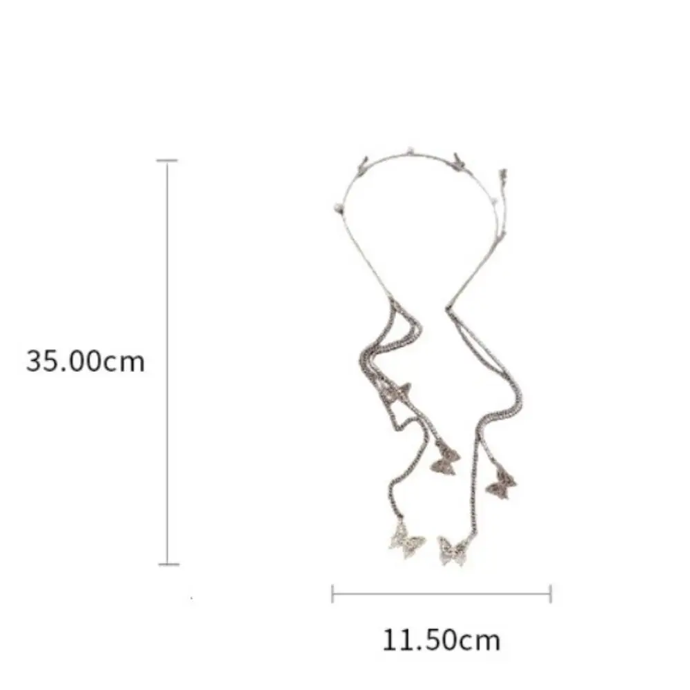 Crystal Pearl Tassel Hair Hoop Woman Tiara Butterfly Headband Headband Headdress