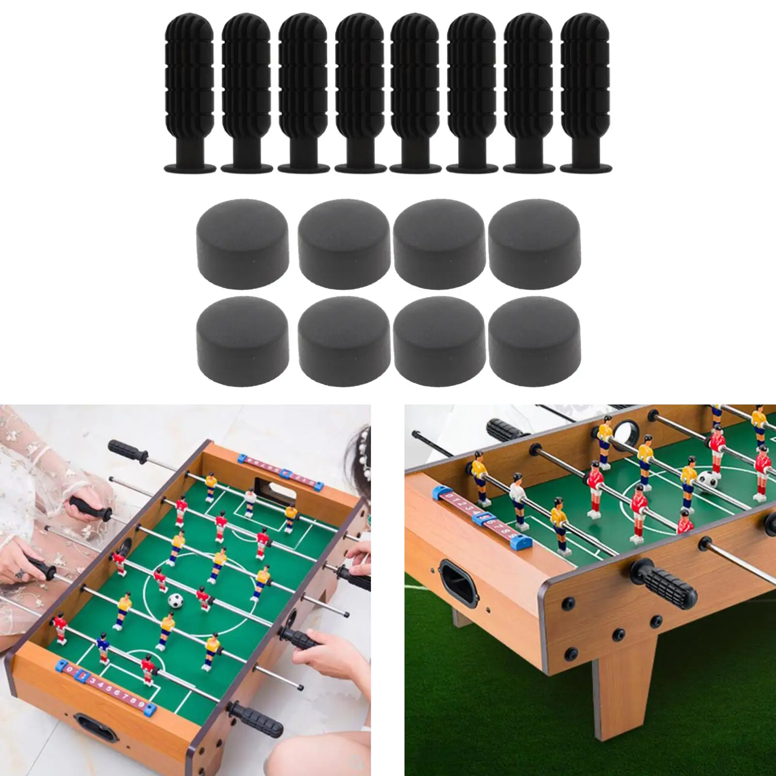 

8 Pairs Foosball Handle Replace Table Football Game Black Non-Slip Design Handle
