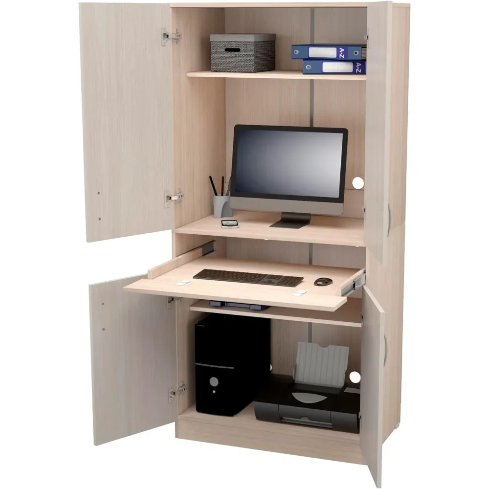 

AM-16423 Bureau d'ordinateur contemporain, chêne lavé/hêtre, usage résidentiel