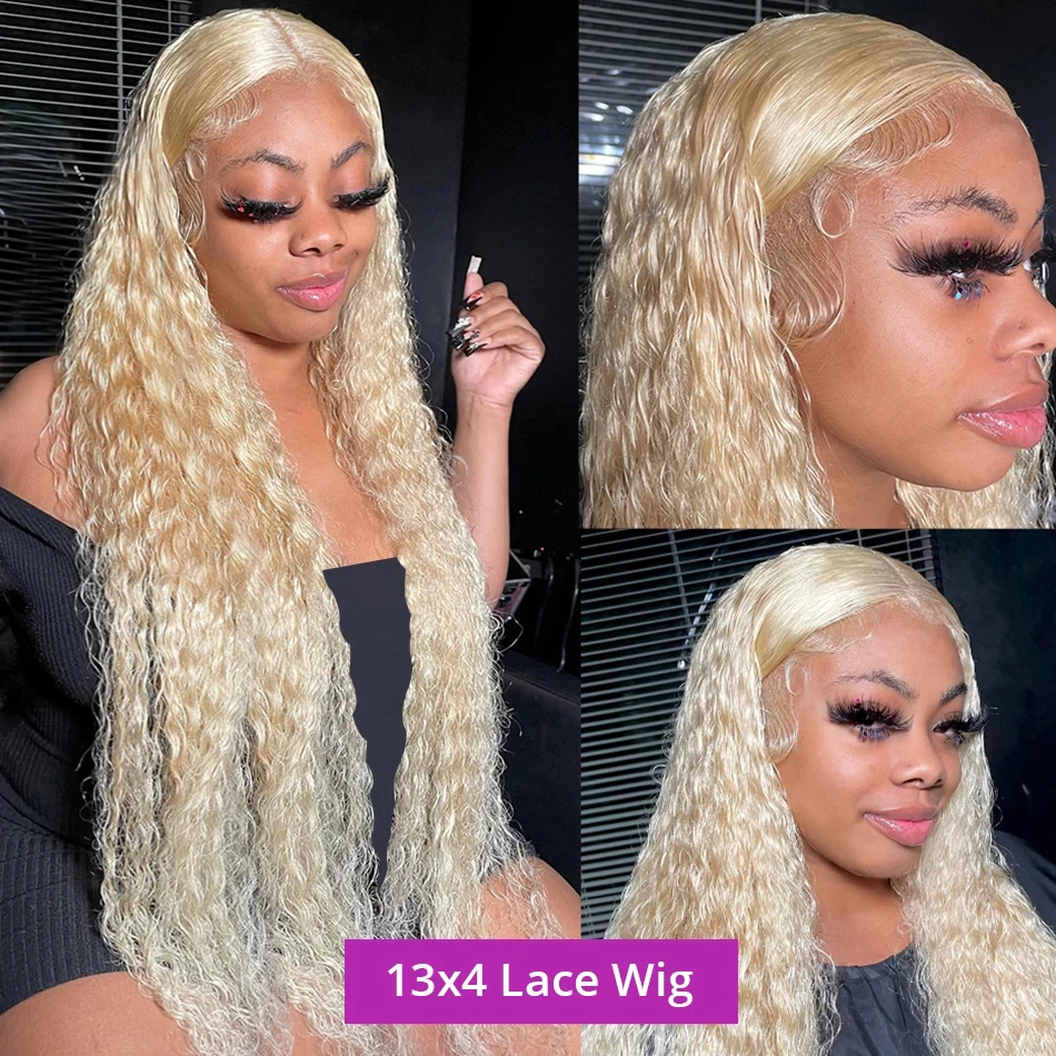 Wig renda Frontal 613 pirang 13x6 Hd Wig rambut manusia keriting Wig rambut manusia longgar 30 inci Wig Frontal gelombang dalam gelombang air renda depan Wig hitam