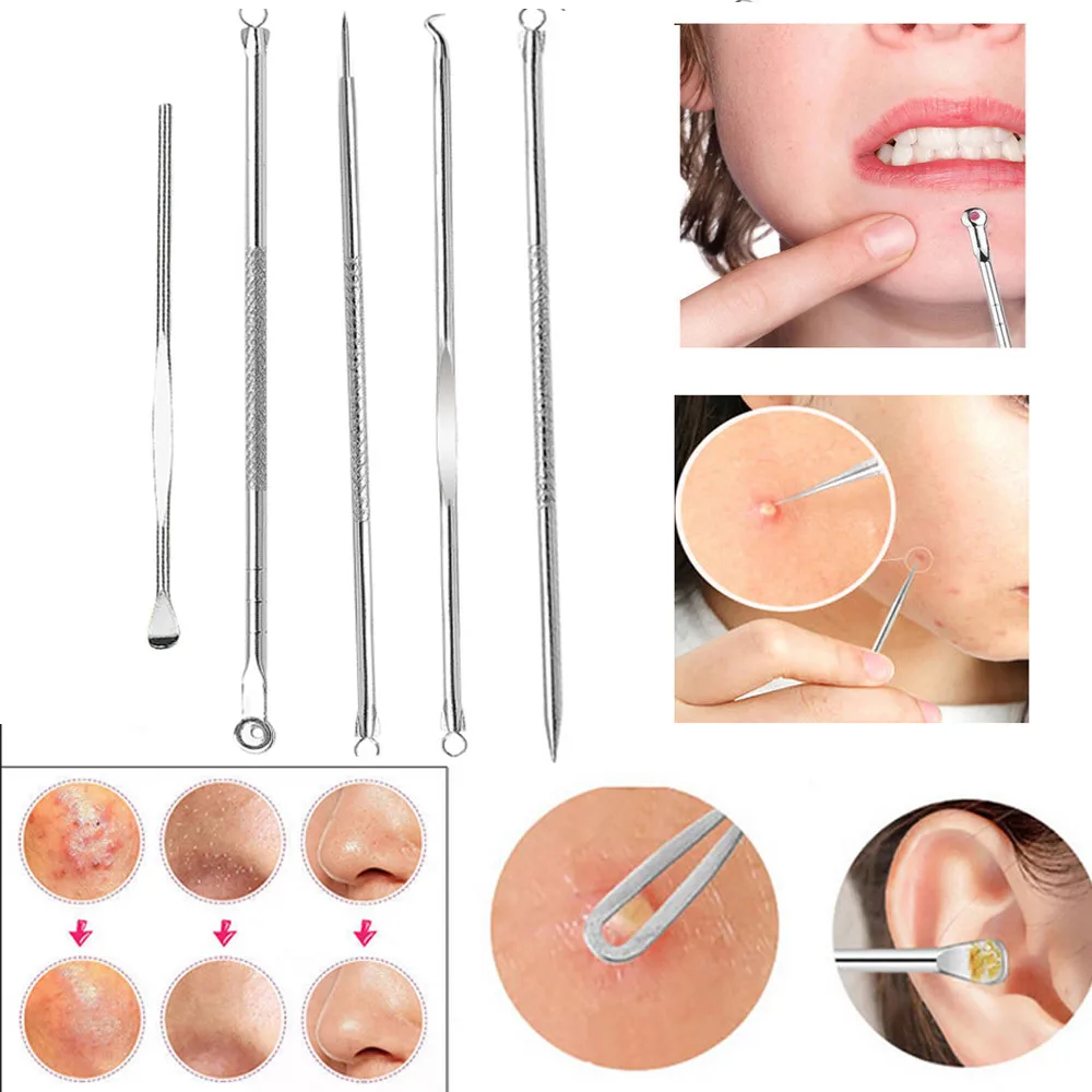 

5pcs Stainless Facial Acne Pimple Remover Extractor Tool Comedone Gift Ideas Suministros Para Fiestas Party Favours Tools