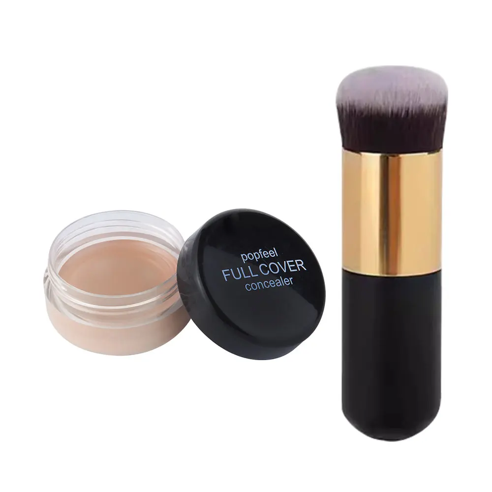 POPFEEL フルカバレッジ コンシーラー メイクアップ ブラシ付き 防水 マット スムース コンシーラー コレクター 目の下のダークスポット用