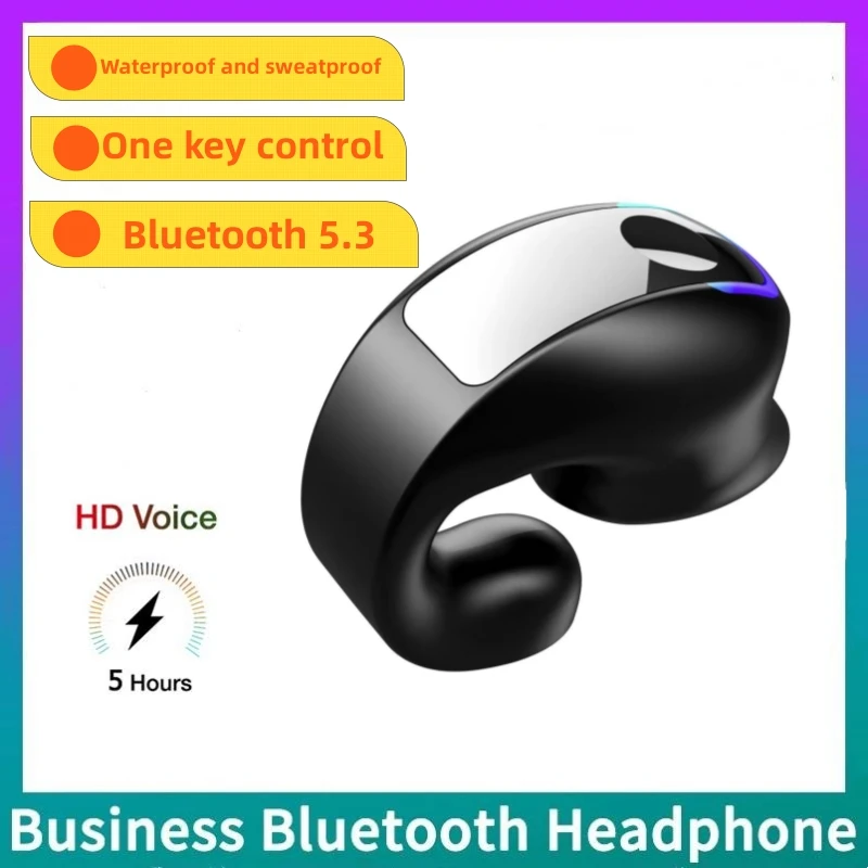 Bluetooth 5.3 Earphones True Wireless Headphones with Mic Button Control Noise Reduction Earhooks Waterproof Headset for Sports