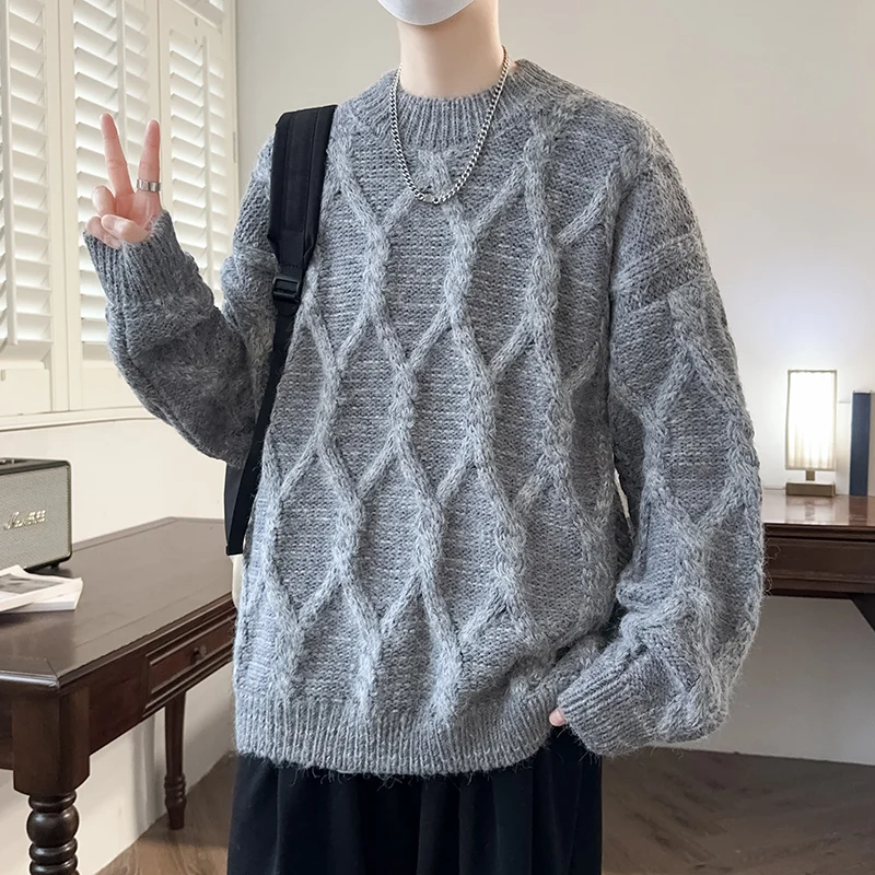 

Thickened Warm Men Sweater Heavyweight Knit Pullover Korean Style Loose Fit Casual Lazy Fashion High Quality Men Sweatercoat