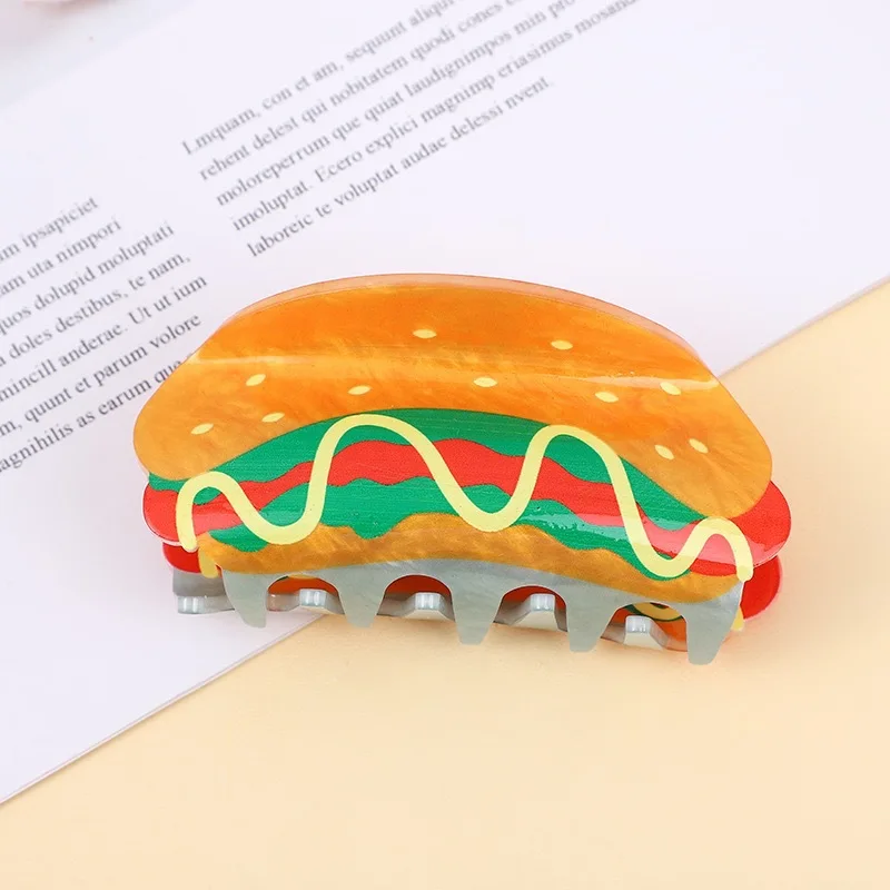 Fashion Double-Sided Printed Cartoon Fruit Hair Claw Clip Acrylic Cute Food Hair Clips Gift For Girls Headwear Accessories Women