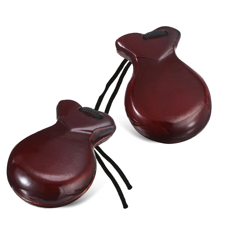 1 Pair Spanish Castanets Flamenco Castanets With String Traditional Wood Hand Percussion Castanets