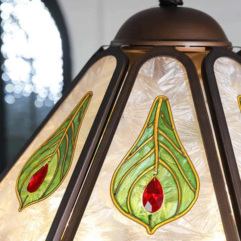 Medieval restaurant chandelier, new Chinese designer dining table enamel color retro French lamps