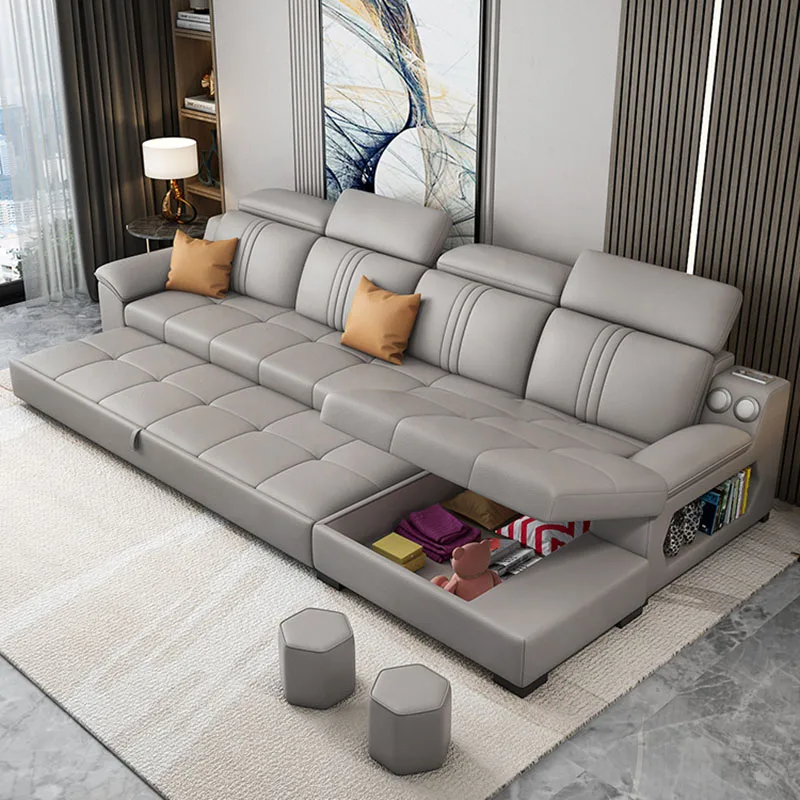 Regulowany podłokietnik Wielofunkcyjna sofa do przechowywania Living Relaxing Convertible Sofa Elegancki narożnik Sofy Do Salonu Meble domowe