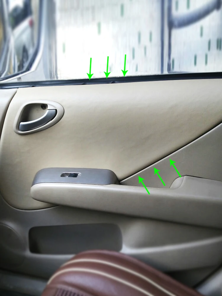 Miękka skóra Panel drzwi pokrywa dla Honda Jazz/Fit Sedan 2004 2005 2006 2007 samochodów stylizacji podłokietnik drzwi Panel naklejka na pokrywę wykończenia — zdjęcie 2