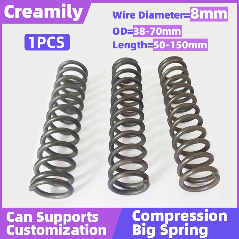 Creamily 1PCS Compression Spring Cylindrical Helical Shock Absorbing Pressure Return Spring Wire Dia 8mm OD 38-70mm L 50-150mm